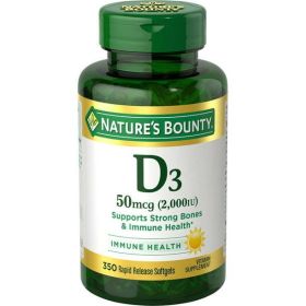 Nature's Bounty Vitamin D Softgels; 2000 IU; 350 Count