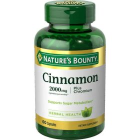 Nature's Bounty Cinnamon Supplement + Chromium; 2000 mg; 60 Capsules