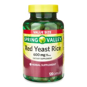Spring Valley Red Yeast Rice Supplement; 600 mg; 120 Count