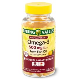 Spring Valley Omega-3 Fish Oilâ€  Softgels; 500 mg; 60 Count
